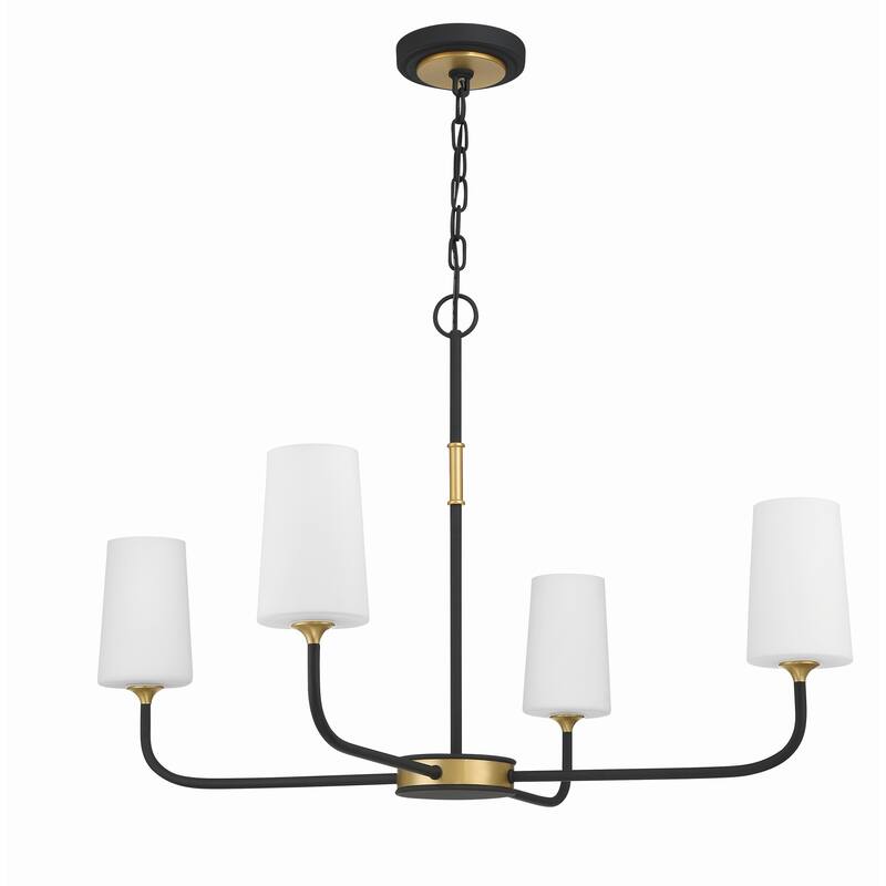 Niles 4 Light Black Forged & Modern Gold Chandelier - 34"W x 22.25"H