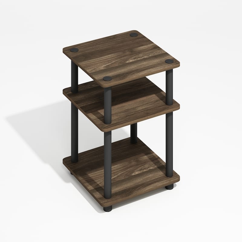 3 Tiers Wood Household Shelving Unit in Brown/Black (14.6 in. W x 20.7 in. H x 14.6 in. D)