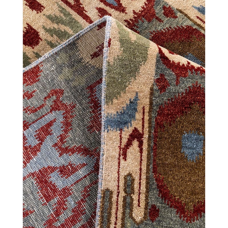 Ikat One-of-a-Kind Hand-Knotted Area Rug - Gray, 9' 2" x 12' 3" - 9' 2" x 12' 3"