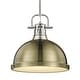 preview thumbnail 11 of 18, Duncan 1-light Hanging Dome Pendant with Rod Pewter with Aged Brass