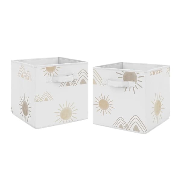slide 2 of 4, Boho Desert Sun Taupe Foldable Fabric Storage Bins Neutral Tan Beige Ivory Gold Bohemian Mountain Nature Geometric Sunshine