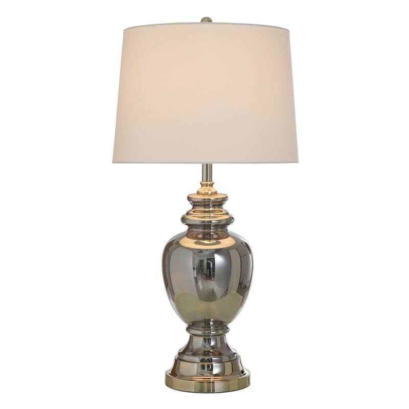 Silver Mercury Table Lamp - Antiqued Silver Smoked Glass With Pewter Accents