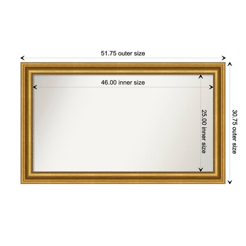 Parlor Gold Framed Non-Beveled Custom Wall Mirror, Bathroom Vanity Mirror - Outer Size: 51.75 x 30.75