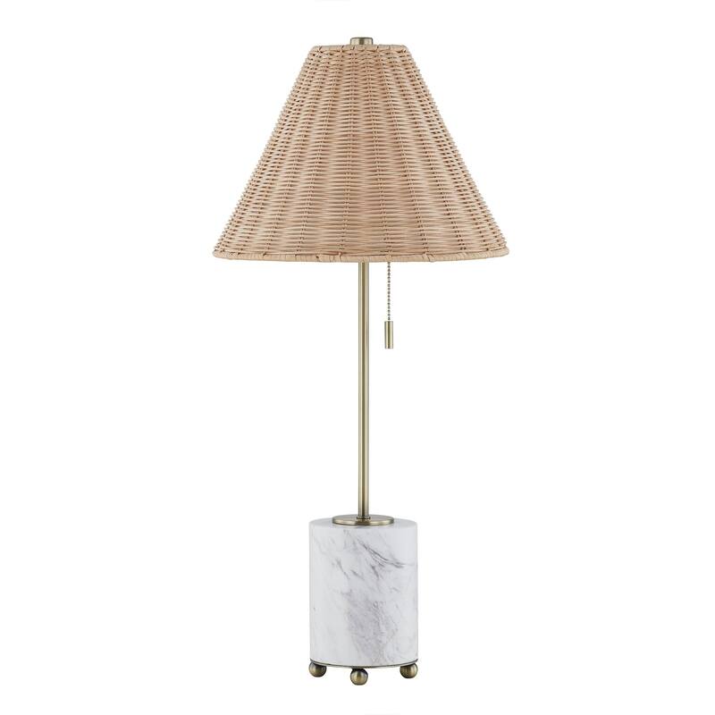 Judith 28" Buffet Lamp with Linen Shade, Marble