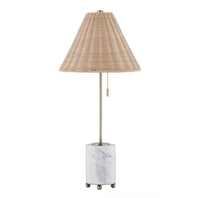 Judith 28" Buffet Lamp with Linen Shade, Marble