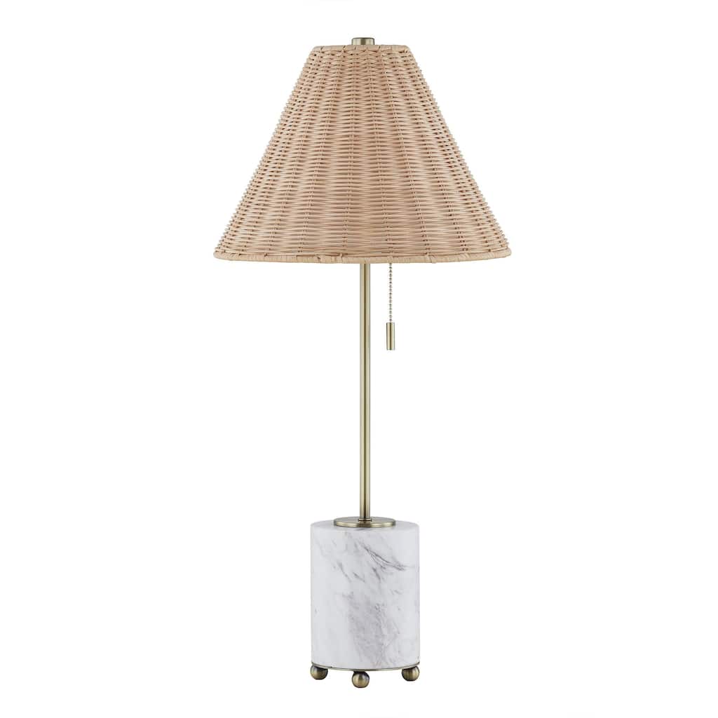Judith 28" Buffet Lamp with Linen Shade, Marble