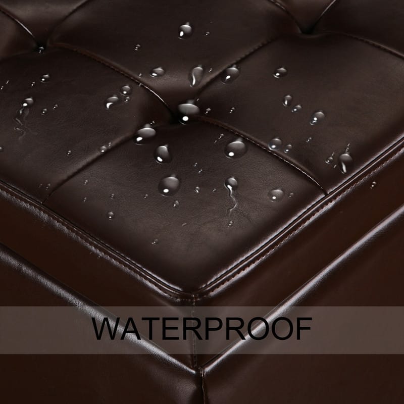Adeco Bonded Leather Square Tufted Cubic Cube Storage Ottomans