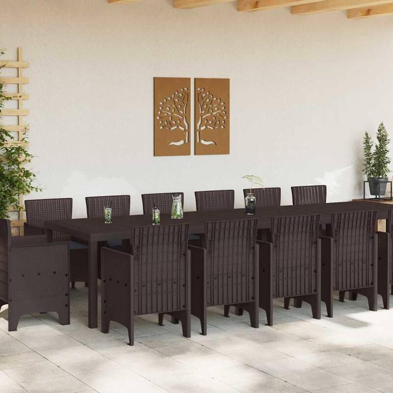 vidaXL Garden Dining Set 15 pcs Poly rattan - 39 x 138 x 29