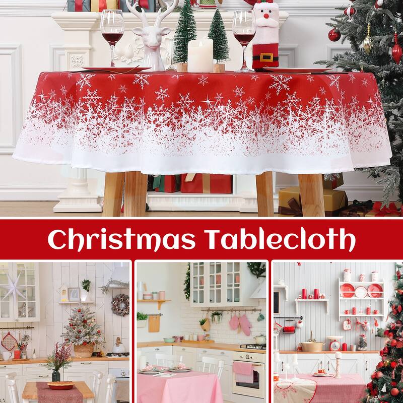 Christmas Tablecloth Snowflakes Xmas Decor for Round Tables