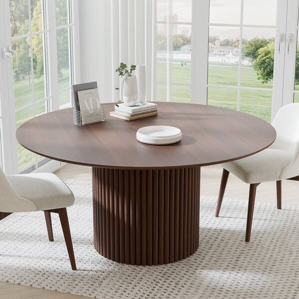 Wooakway Solid Wood 60'' Round Dining Table for 6 People Nordic style ...