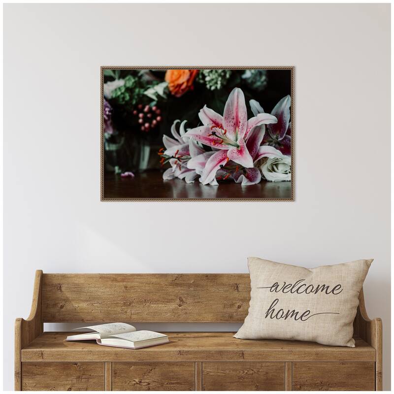Kate and Laurel Sylvie Dark Lily Framed Canvas by Alicia Abla