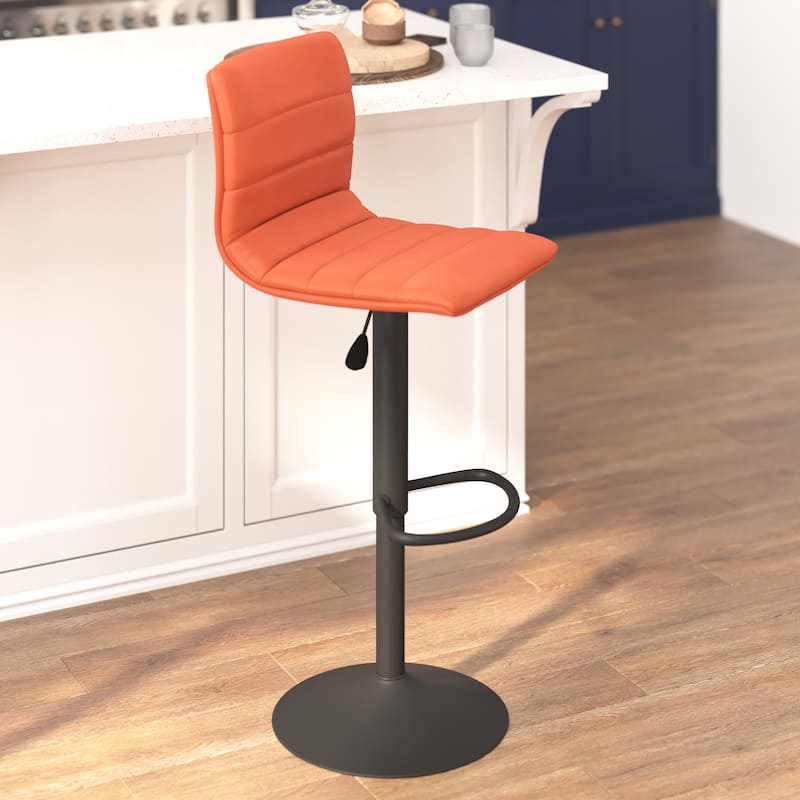 Modern Vinyl Stitch Back Adjustable Height Barstool - 16"W x 19"D x 35" - 44"H