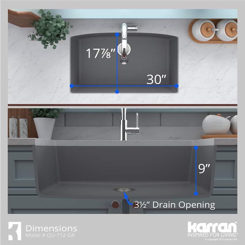 Karran Undermount Quartz Double Bowl Kitchen Sink