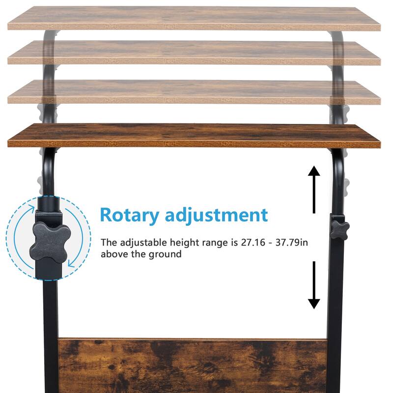 Rolling & Height adjustable Side Table,Modern End Table