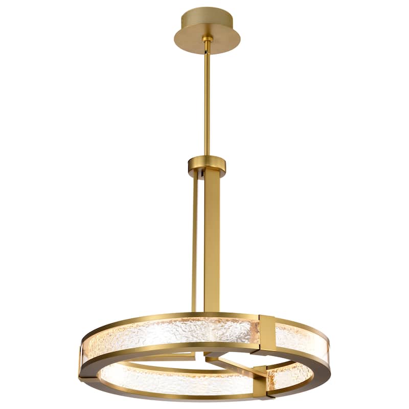 Darrow 24 Inch LED Pendant Vintage Brass Textured Acrylic Panels - Vintage Brass