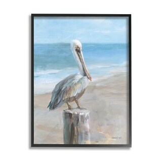 Stupell Pelican Perched on Coast Framed Giclee Art Design by Danhui Nai ...