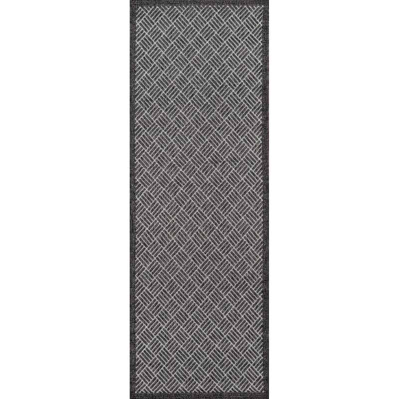 ECARPETGALLERY Machine Woven Eve Indoor/Outdoor Area Rug - Charcoal - 2'0 x 10'0 - Runner