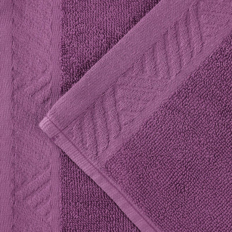 Superior Basketweave Egyptian Cotton Jacquard and Solid Bath Towel Set of 4