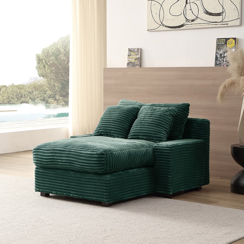 Corduroy Convertible Chair Bed with Removable Back Cushions (350lb)