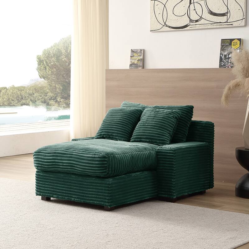 Corduroy Single Sleeper Sofa Bed with Toss Pillows and Square Arm