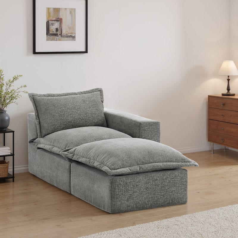 Chenille L-Shaped Modular Sectional Sofa Comfy Cloud Couch For Living Room