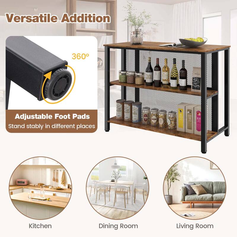 Costway 36" Tall 3-Tier Bar Table with Storage Metal Frame Adjustable - See Details