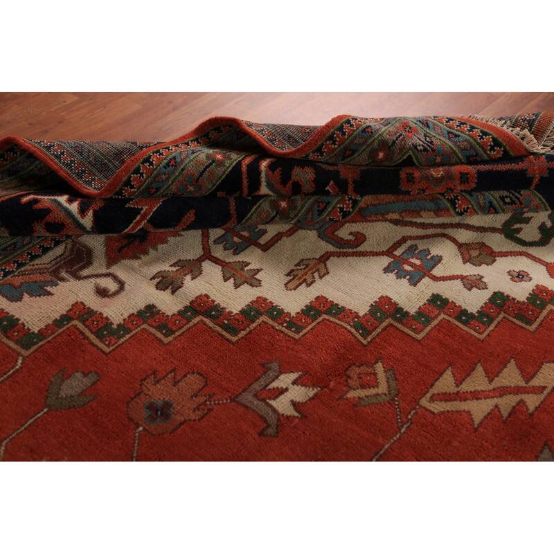 Orange Medallion Heriz Serapi Oriental Large Rug Handmade Wool Carpet - 16'4"x 24'6"