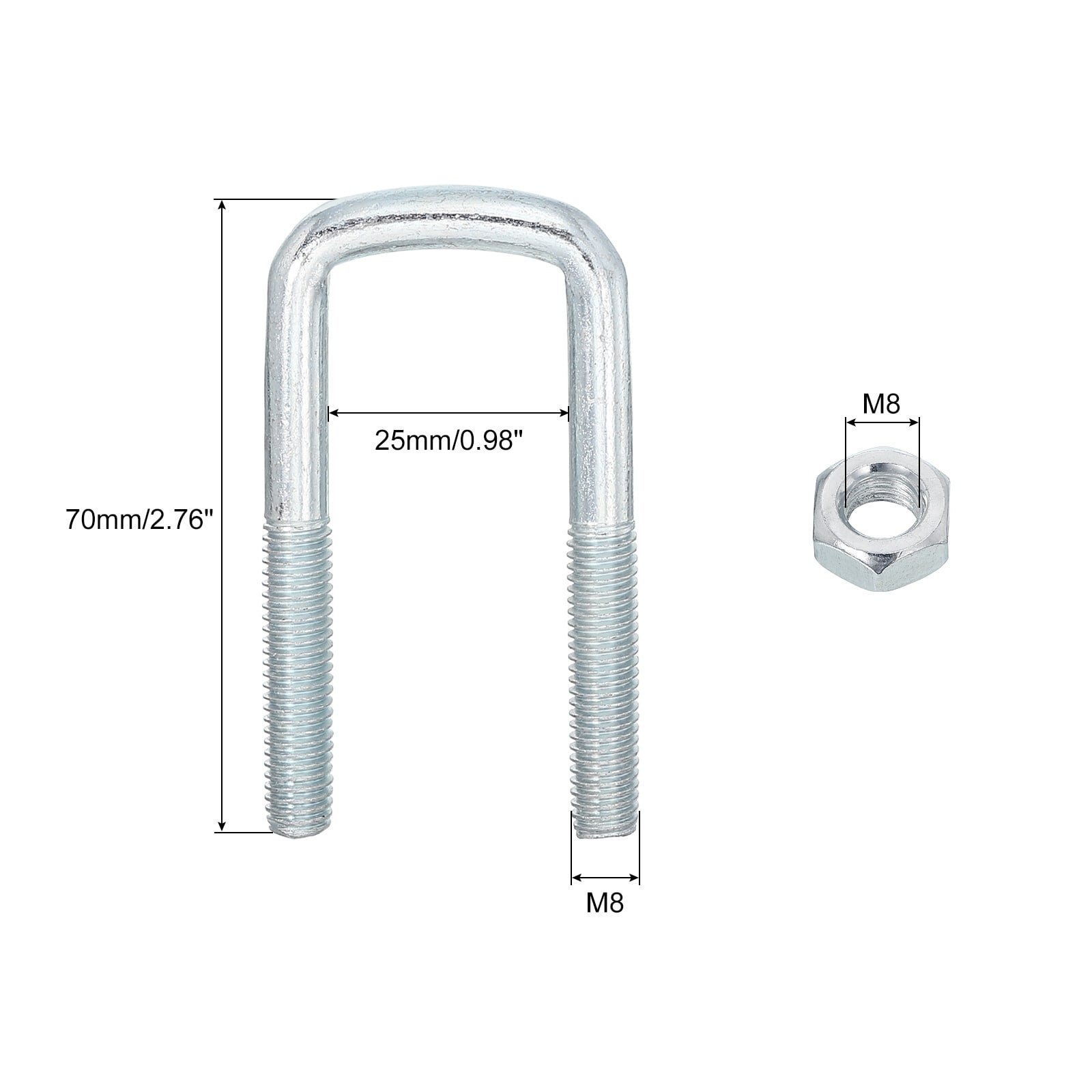 Square U-Bolts, with Nuts and Plates