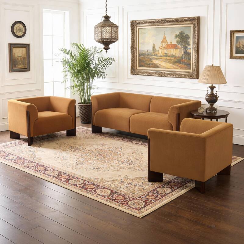 3-Piece Chenille Living Room Set with Loveseat and Accent Chairs