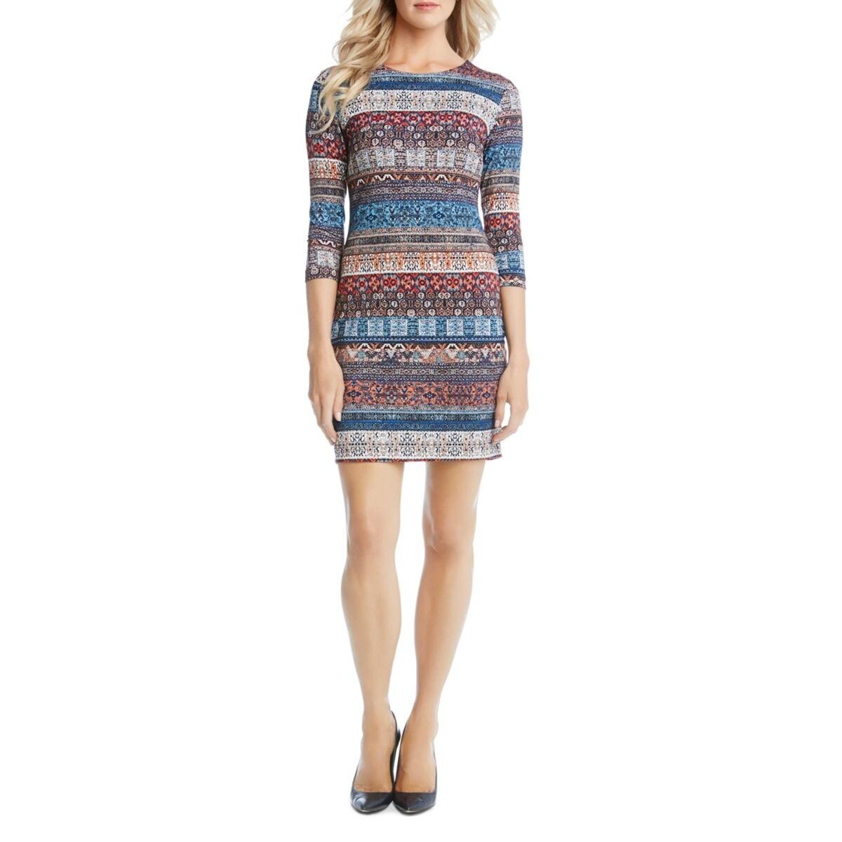 Shop Karen Kane Womens Wanderluxe Casual Dress Multi Pattern Form