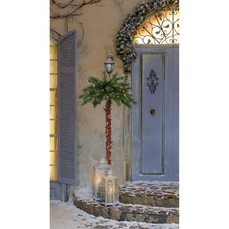 Puleo International 6 ft. Pre-Lit Palm Tree 150 Dual-Color LED Lights