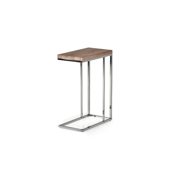Lennox Chrome and Faux Wood Chairside Table by Greyson Living. Opens flyout.