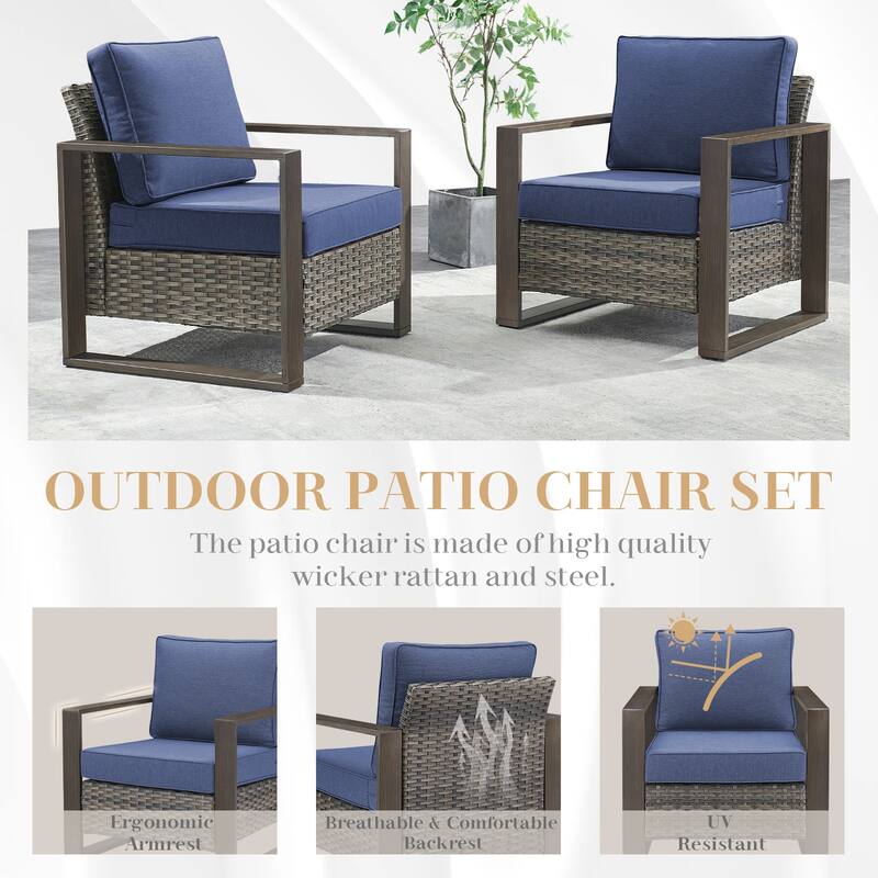 Gymojoy Outdoor Patio Chair with 2 Ottomans