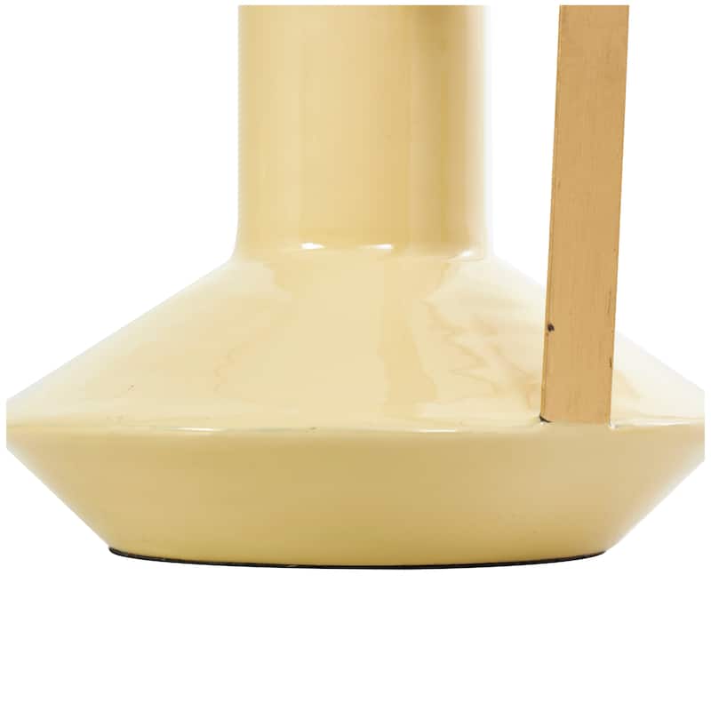CosmoLiving by Cosmopolitan Metal Enameled Abstract Vase with Varying Shapes and Geometric Gold Handles (Set of 3)