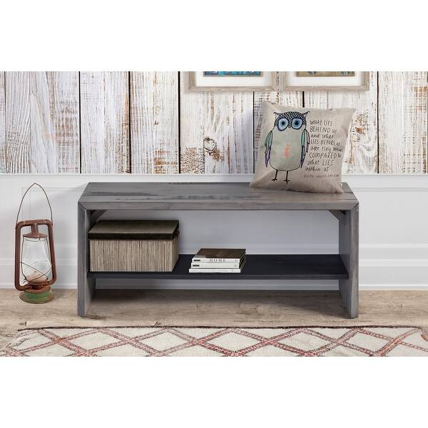 Shop Offex 42 Solid Rustic Reclaimed Pine Wood Entry Bench Gray