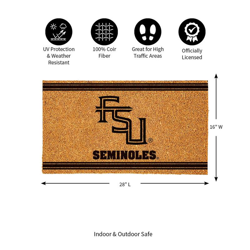 Florida State University Monochrome Indoor/Outdoor Coir Door Mat