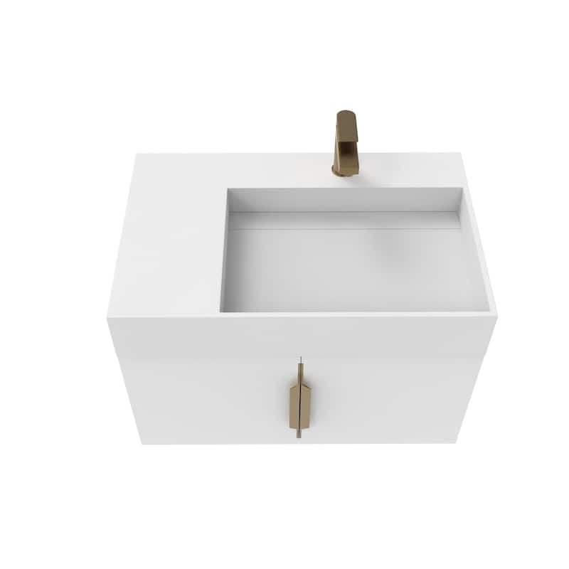 Amazon 30" Wall Mounted Bathroom Right Basin Vanity Set w/ White Top