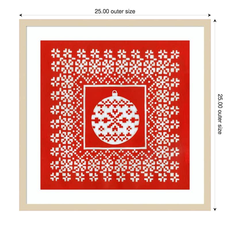 Fair Isle Snowflake V by Chariklia Zarris Wood Framed Wall Art Print - 25 x 25 in
