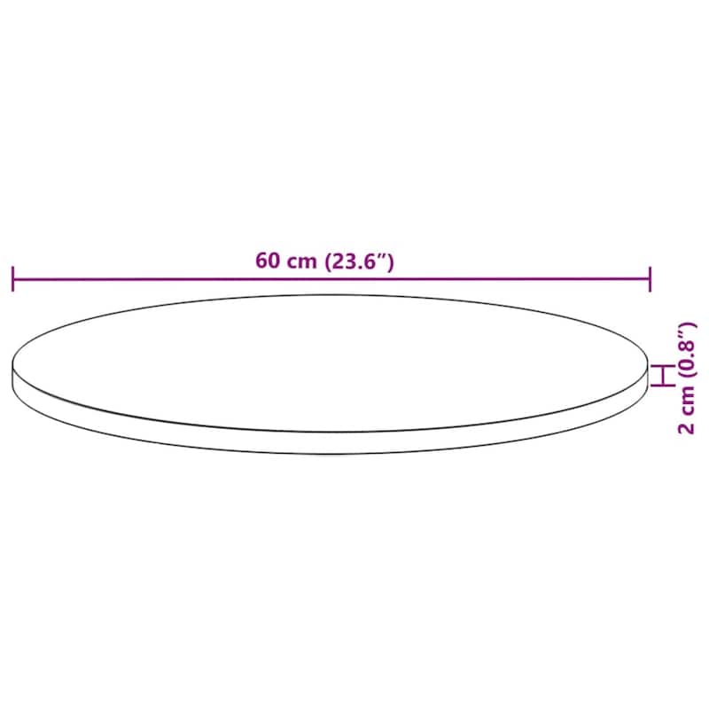 vidaXL Table Top Natural wood Solid acacia wood 24 in diameter Durable - 24 x 24 x 0.8 in