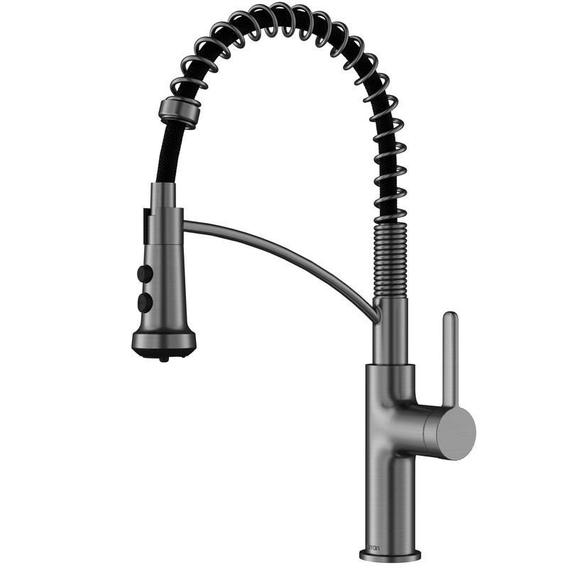 Karran Scottsdale Single Handle Commerical Pull-Down Sprayer Kitchen Faucet - Spot-Free Gunmetal Grey