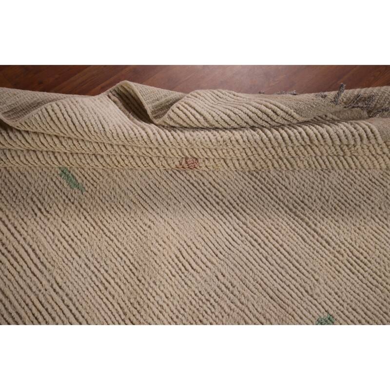 Ivory Palace Size Moroccan Oriental Area Rug Hand-Knotted Wool Carpet - 11'10"x 18'7"