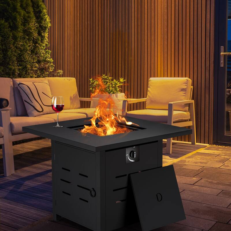 Futzca Propane Fire Pit 50000 BUT Outdoor Gas Fire Table with Lid