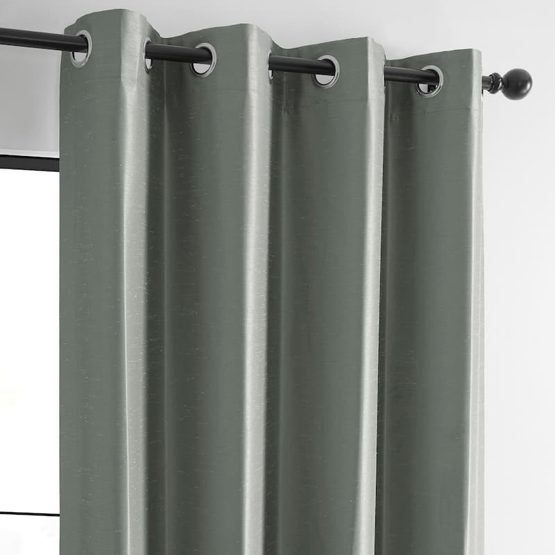 Exclusive Fabrics Textured Dupioni Faux Silk 108-inch Blackout Grommet Curtain (1 Panel) - 50 x 108