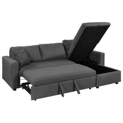 L-shape Sectional Sofa Convertible Twin Sofa Bed Sleeper with Storage Sofa Chaise