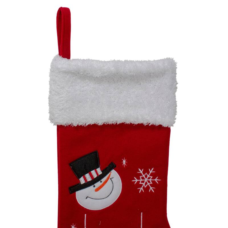 19" Red White Embroidered Snowmen Letter to Santa Christmas Stocking