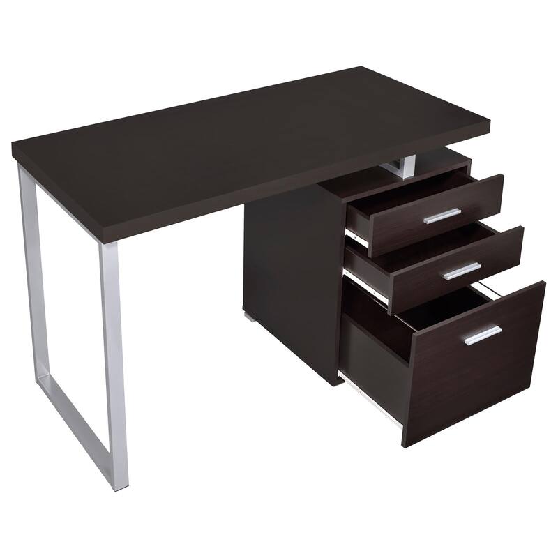 GDFStudio - Ethan Contemporary 3-Drawer Reversible Office Desk with Spacious Work Surface and Efficient Storage