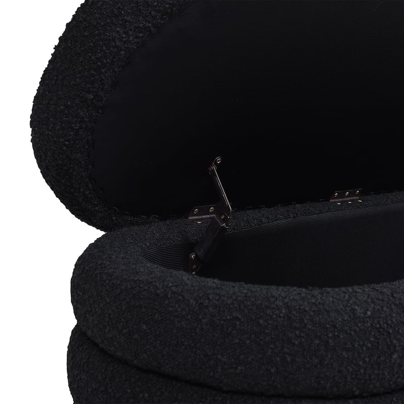 Oval Upholstered End of Bed Bench, Multifunctional Tufted Storage Bench, Shoe Bench with Hidden Storage Compartment