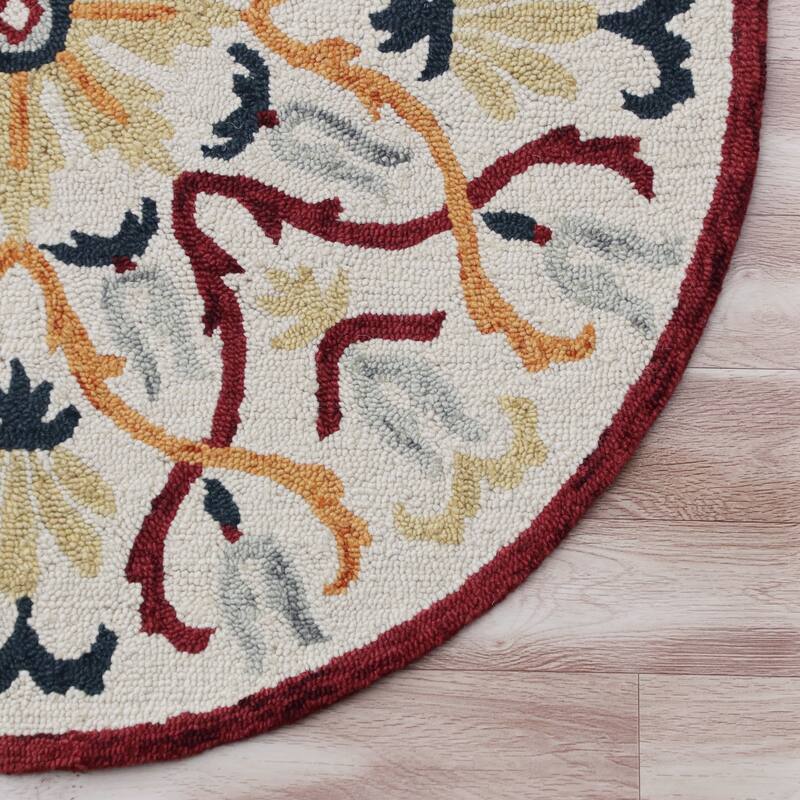 Sevita Hand Tufted Electric Floral Medallion Round Rug