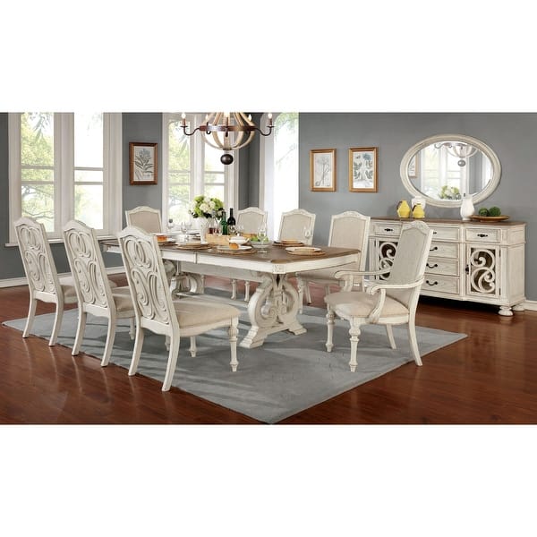 slide 4 of 6, The Gray Barn Caelum Farmhouse White 96-inch Expandable Dining Table Antique White/Brown