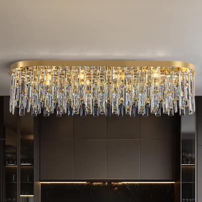 23.6 in. Chrome Crystal Chandelier Round Modern Chandelier Luxury Pendant Ceiling Light Fixture for Dining Room Living Room